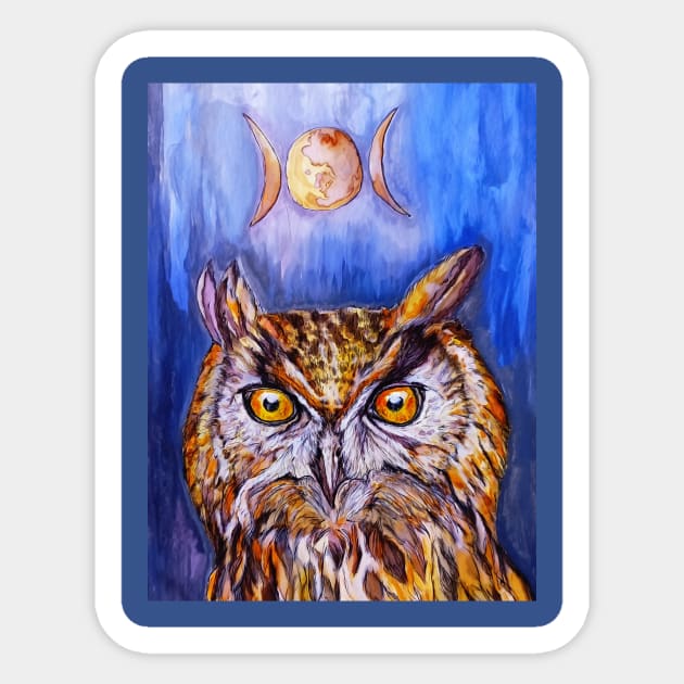 Beautiful Owl and Goddess Moon Sticker by candimoonart